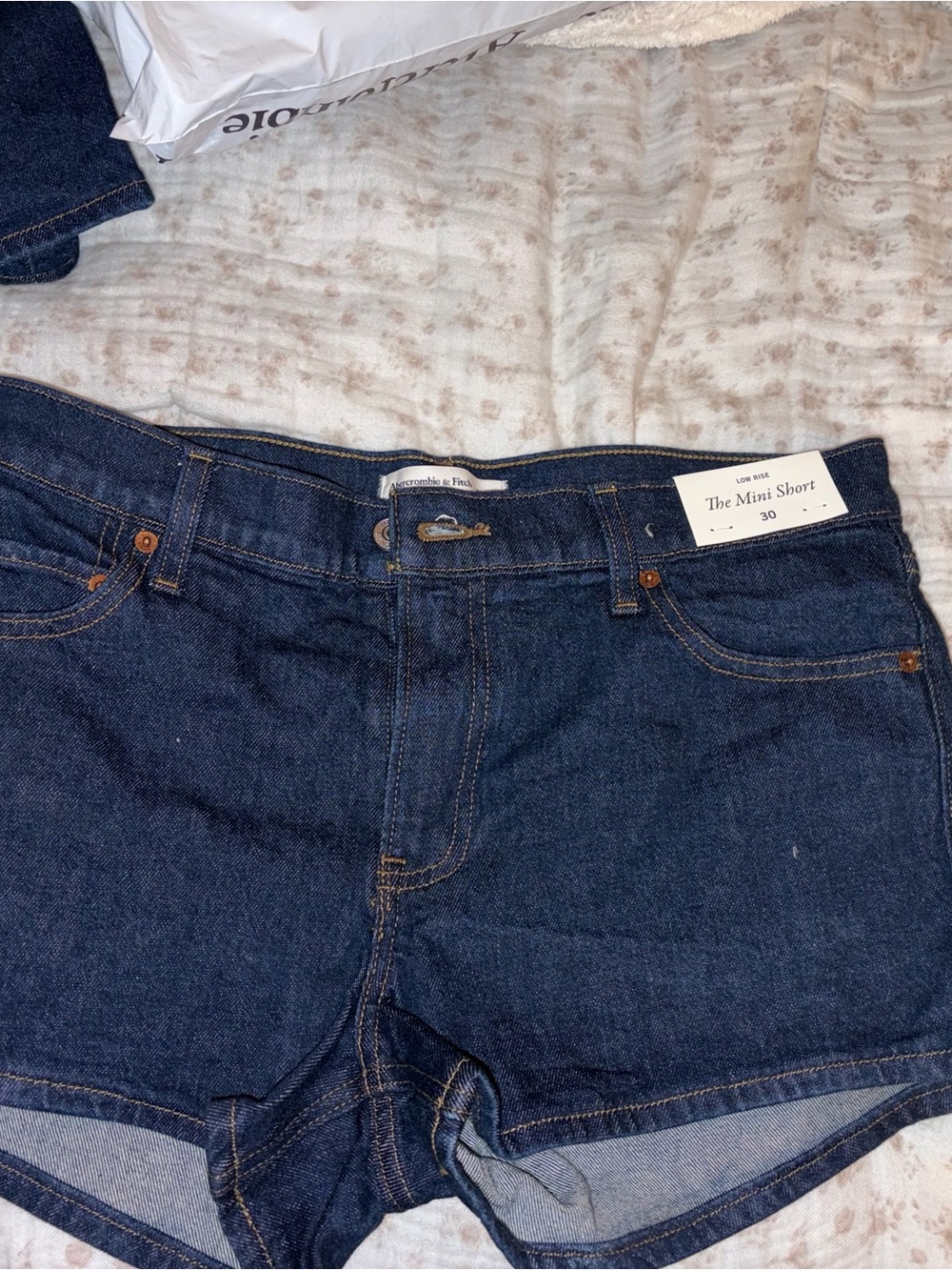 Abercrombie & Fitch Dark Blue Denim Women’s Low Rise Mini Shorts